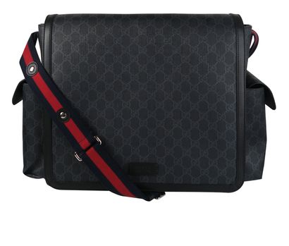 GG Supreme Baby Changing Bag, &pound;750, Handbags, Grey, Canvas, Front view